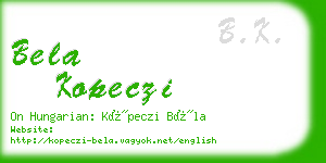 bela kopeczi business card